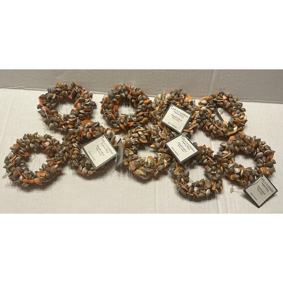 NWT Set of 9 NAPKIN RINGS Small Sea Shells Cluster Beach House Summer Ocean - Picture 4 of 7